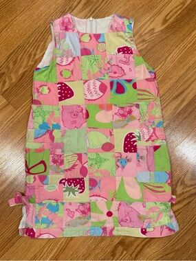 Corey’s Kids Patchwork Pink & Green Sleeveless Shift Dress sz 6x
